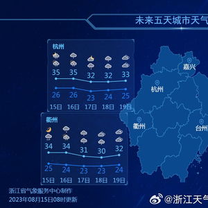 浙江天气预报15天查询百度（浙江天气预报一周）